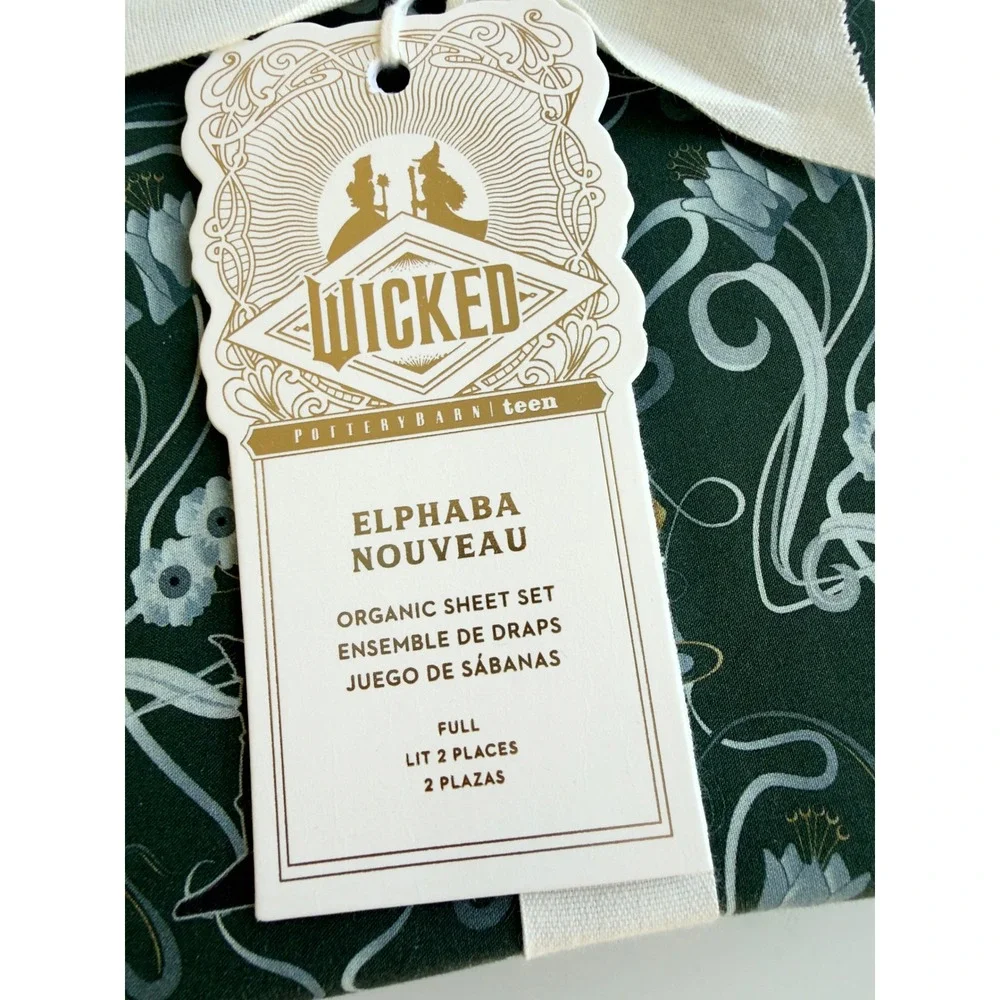 Pottery Barn Teen Wicked Elphaba Nouveau Organic Full Sheet Set NWT Retail $159